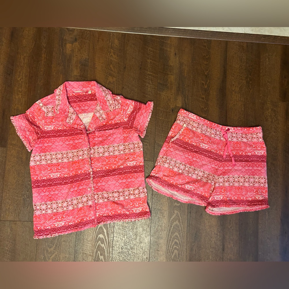 Pink Soft Surroundings El Ensueno Two Piece Pajama Short Set Size L